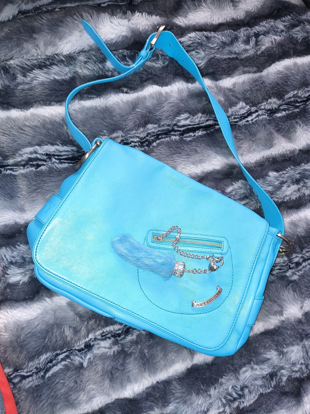 Juicy Couture Blue Women's Crossbody Bag with Rabbit Foot Charm